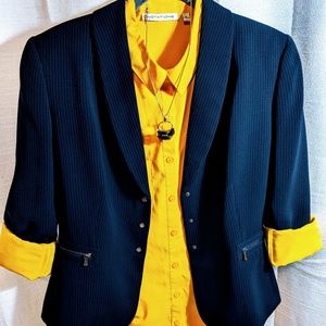 Tahari Navy Pinstripe Blazer